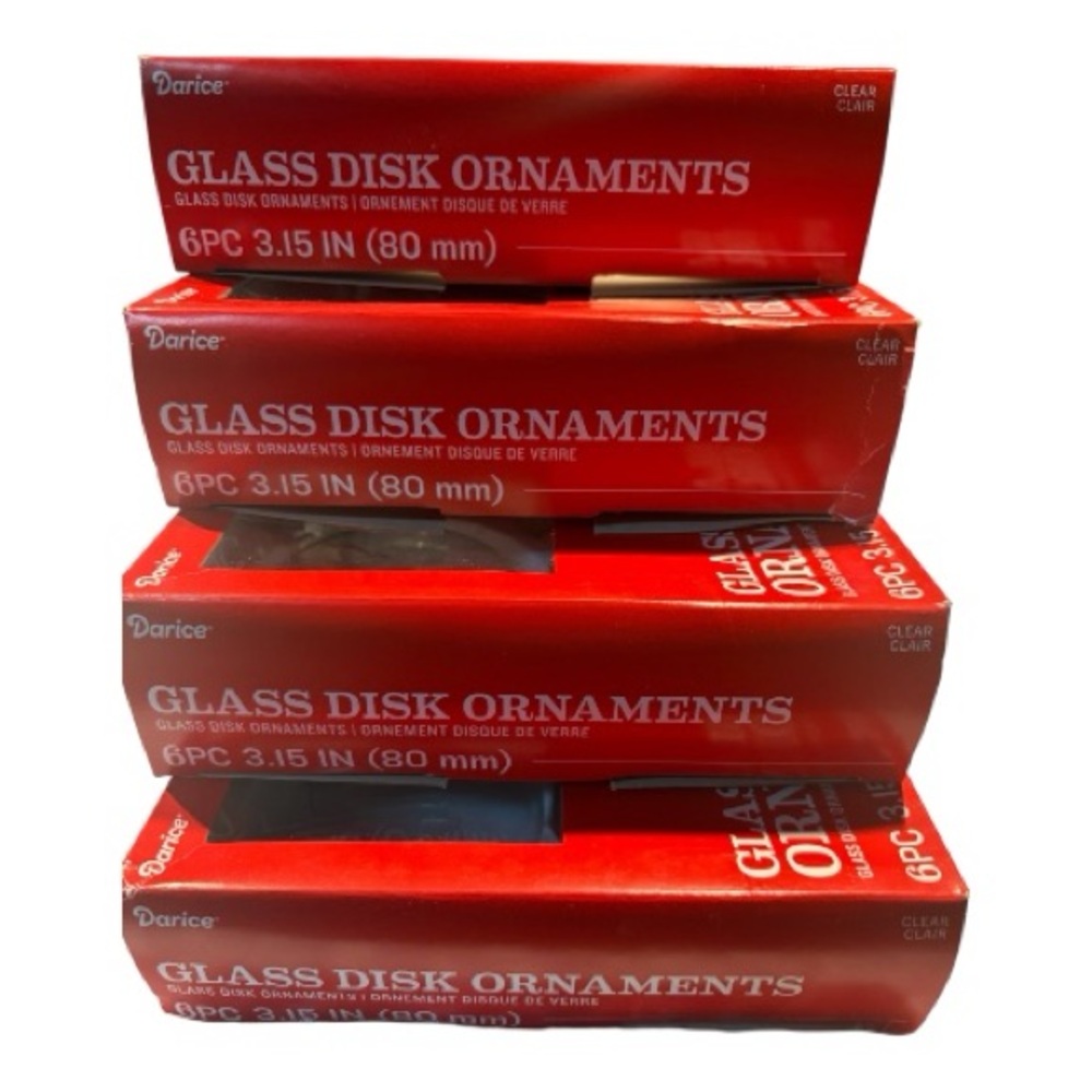 Darice Clear Glass Disk Ornaments Set